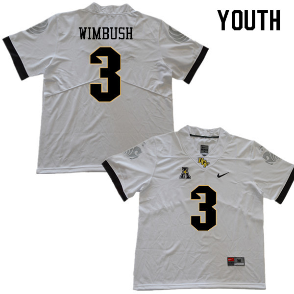 Youth #3 Brandon Wimbush UCF Knights College Football Jerseys Sale-White - Click Image to Close
